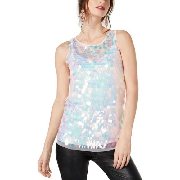 NWT INC SEQUINED SHEER TANK TOP  - Large - Picture 1 of 4